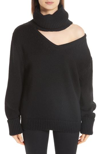Women's Monse One-shoulder Cutout Wool Sweater - Black