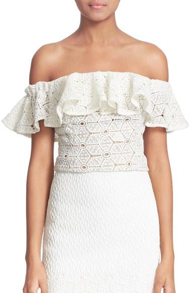 Women's Rebecca Taylor Off The Shoulder Lace Top