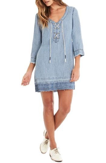 Women's Michael Stars Raw Hem Lace-up Shift Dress