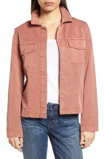 Women's Dear John Denim Shoulder Tab Cargo Jacket - Coral