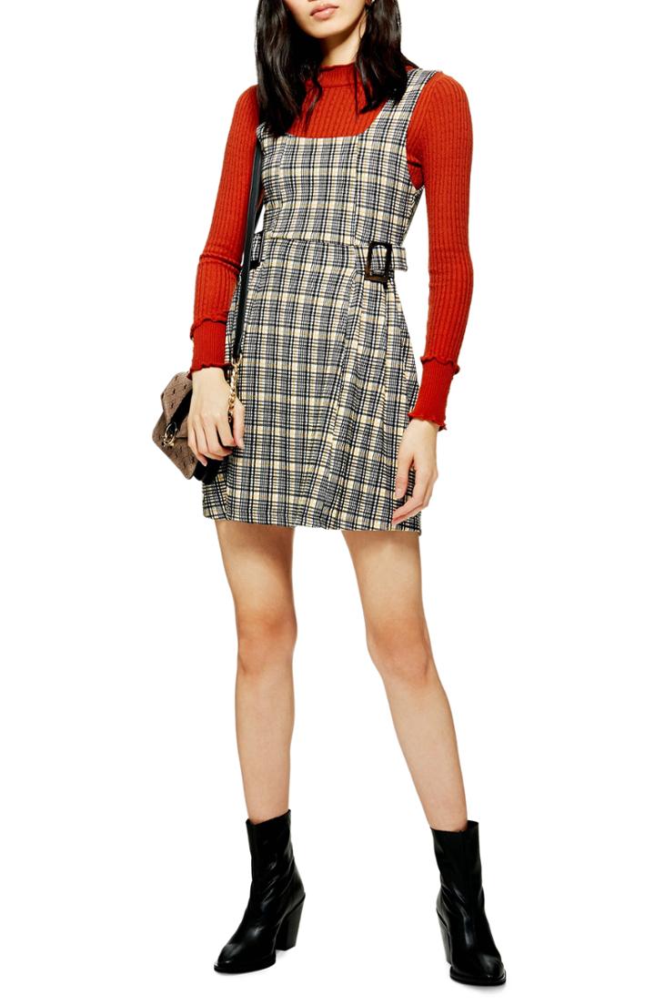 Women's Topshop Check Print Pinafore Dress