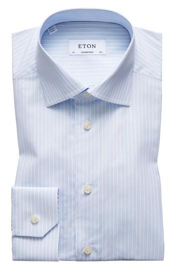 Men's Eton Contemporary Fit Stripe Dress Shirt - Pink