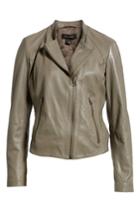 Women's Halogen Zip Racer Leather Jacket - Beige