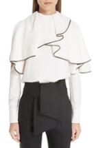 Women's Valentino Silk Ruffle Cold Shoulder Blouse - Ivory