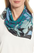 Women's Halogen Floral Square Scarf, Size - Blue/green
