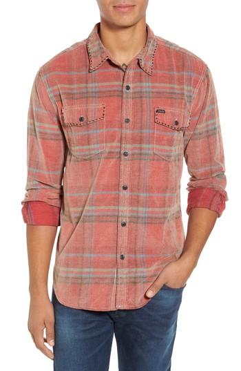 Men's True Grit Austin Canyon Plaid Corduroy Shirt - Red