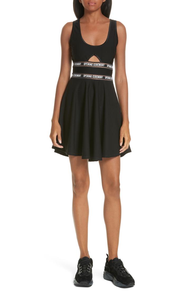 Women's Opening Ceremony Logo Waist Cutout Fit & Flare Dress - Black