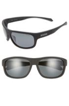 Men's Polaroid Plastic Wrap 63mm Polarized Sunglasses - Black