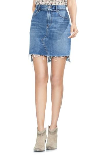 Women's Vince Camuto Classic Fray Hem Denim Skirt - Blue
