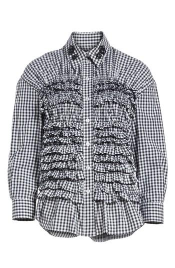 Women's Simone Rocha Beaded Smock Front Shirt Us / 6 Uk - White
