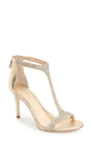 Women's Imagine By Vince Camuto 'phoebe' Embellished T-strap Sandal M - Metallic