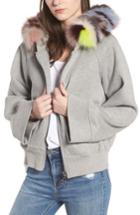 Women's Bagatelle The Luxe Hooded Jacket With Genuine Fox Fur Trim - Grey