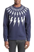 Men's Neil Barrett Fair Isle Thunderbolt Sweatshirt - Blue