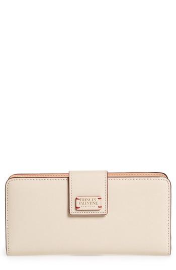 Women's Frances Valentine Slim Jefferson Calfskin Leather Wallet - White