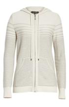 Women's St. John Collection Micro Sequined Textured Stitch Knit Hoodie - Beige