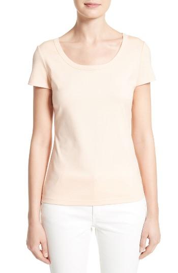 Women's Lafayette 148 New York Scoop Neck Cotton Tee - Orange