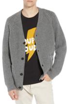 Men's French Connection Supersoft Wool Blend Cardigan, Size - Grey