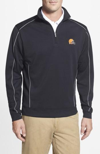 Men's Cutter & Buck Cleveland Browns - Edge Drytec Moisture Wicking Half Zip Pullover