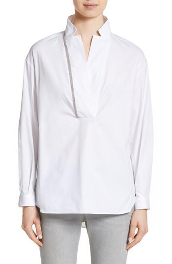 Women's Fabiana Filippi Beaded Stretch Poplin Tunic Us / 38 It - White