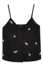 Women's Topshop Button Embellished Camisole Top Us (fits Like 0) - Black