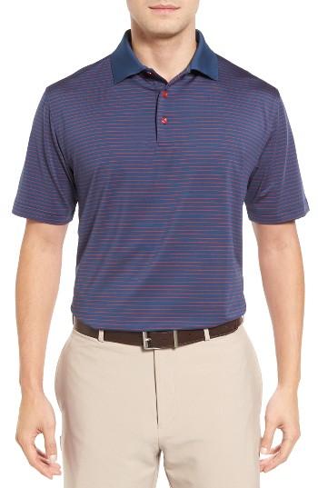 Men's Peter Millar Sheppard Stripe Performance Polo - Blue