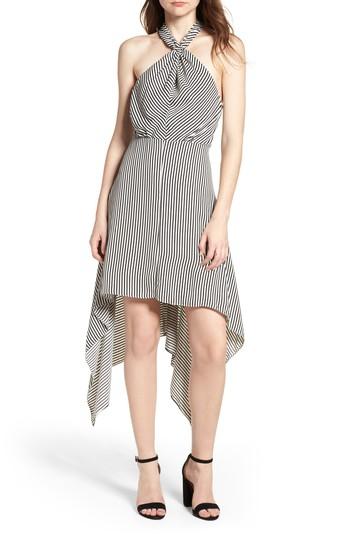 Women's Bishop + Young Ana Stripe Shark Bite Hem Halter Dress - Black