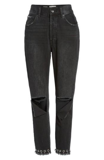 Women's Band Of Gypsies Maddy Grommet Straight Leg Jeans - Black
