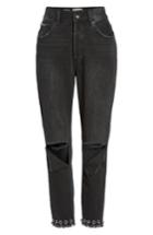 Women's Band Of Gypsies Maddy Grommet Straight Leg Jeans - Black