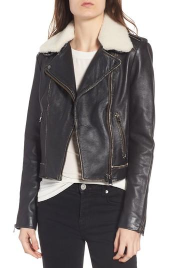 Women's Lamarque Moto Jacket With Detachable Genuine Shearling