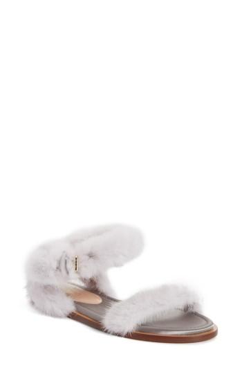 Women's Valentino Garavani Genuine Mink Fur Sandal Us / 36eu - Grey