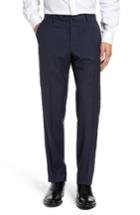 Men's Incotex Flat Front Check Wool Trousers R - Blue