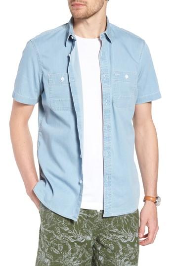 Men's 1901 Workwear Trim Fit Stretch Denim Shirt - Blue