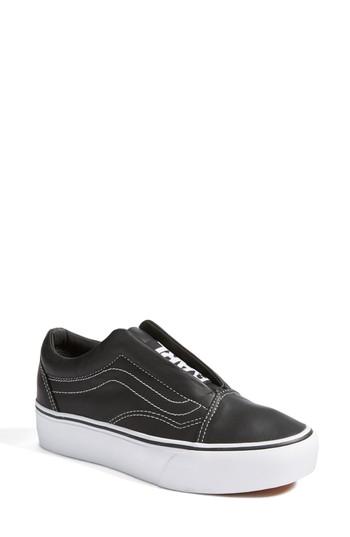 Women's Vans X Karl Lagerfeld Old Skool Leather Platform Sneaker .5 M - Black