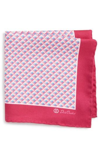 Men's David Donahue Neat Silk Pocket Square, Size - Pink