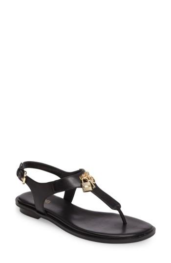 Women's Michael Michael Kors Suki T-strap Charm Sandal M - Black