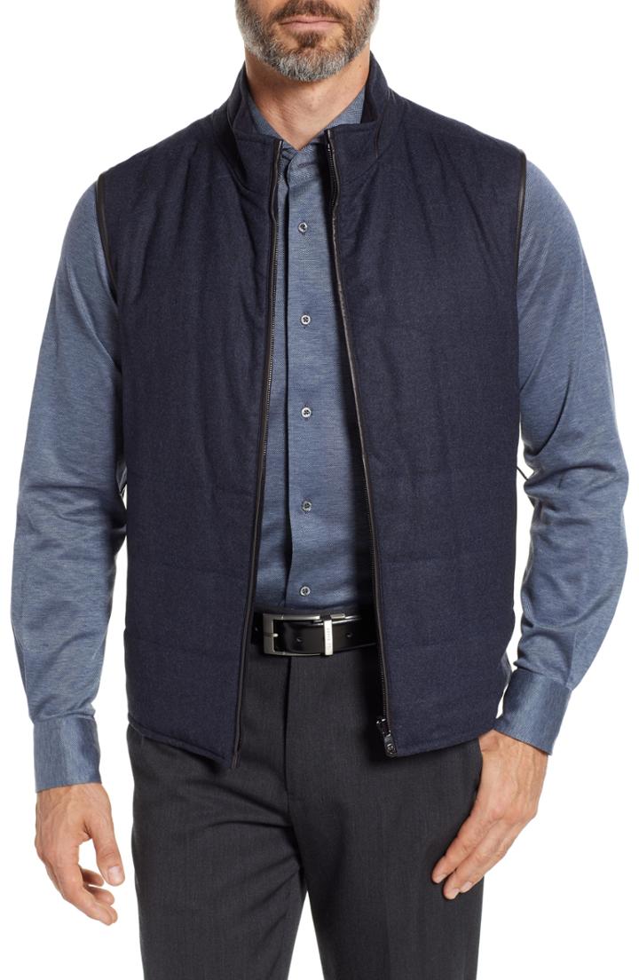 Men's Corneliani Id Reversible Wool Vest Us / 50 Eu R - Blue