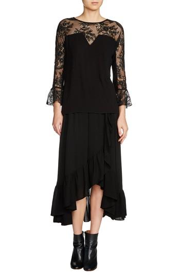 Women's Maje Lace Sleeve Blouse - Black