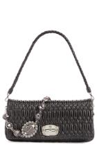Miu Miu Medium Swarovski Crystal Chain Leather Shoulder Bag - Black