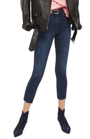 Petite Women's Topshop Jamie High Waist Skinny Jeans W X 28l (fits Like 23w) - Blue