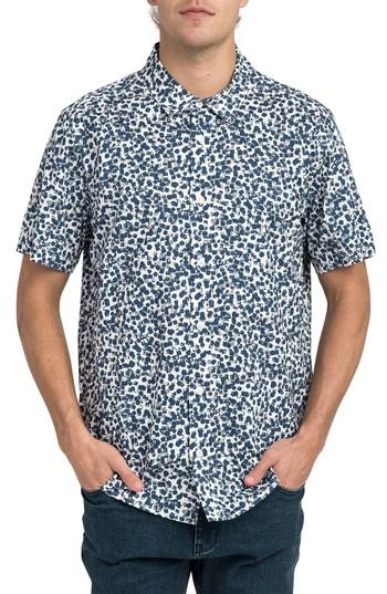 Men's Rvca Barrow Short Sleeve Woven Shirt, Size - Ivory