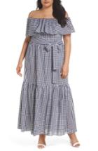 Women's Chelsea28 Off The Shoulder Gingham Maxi Dress (similar To 12w) - Blue