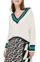 Women's Topshop V-neck Sweater Us (fits Like 0) - Ivory