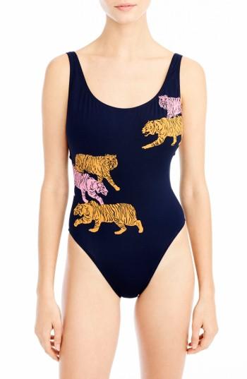 Women's J.crew Tigers Oen-piece Swimsuit - Blue