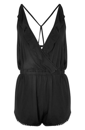 Women's Topshop Jersey Wrap Cover-up Romper - Black