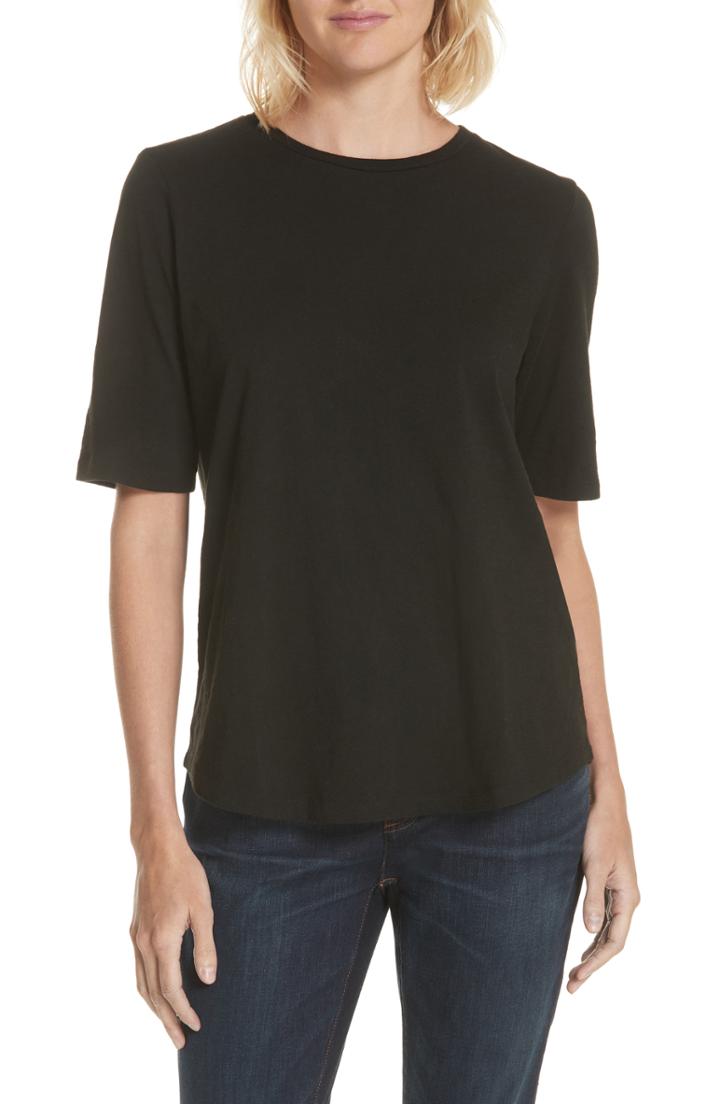 Petite Women's Eileen Fisher Crewneck Tee P - Black