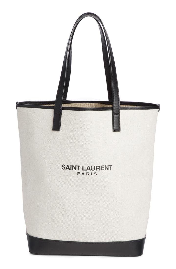 Saint Laurent Teddy Linen Tote - White