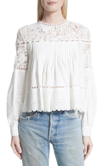 Women's Sea Cotton Eyelet Blouse - Ivory