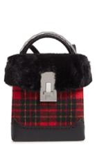 The Volon Plaid Great Box Bag With Faux Fur Trim -