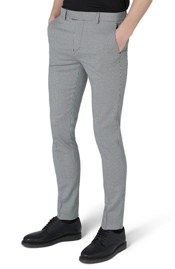 Men's Topman Ultra Skinny Fit Houndstooth Suit Trousers X 32 - Grey