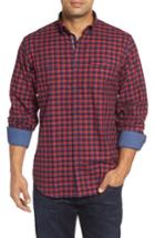 Men's Bugatchi Classic Fit Buffalo Check Flannel Sport Shirt, Size - Red